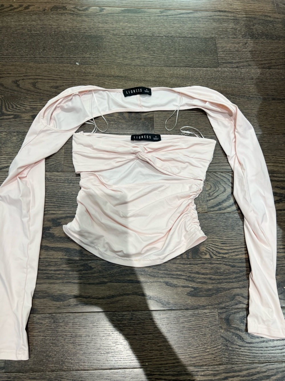 Lioness Blush Pink Off-Shoulder Twist Ruched Crop Top